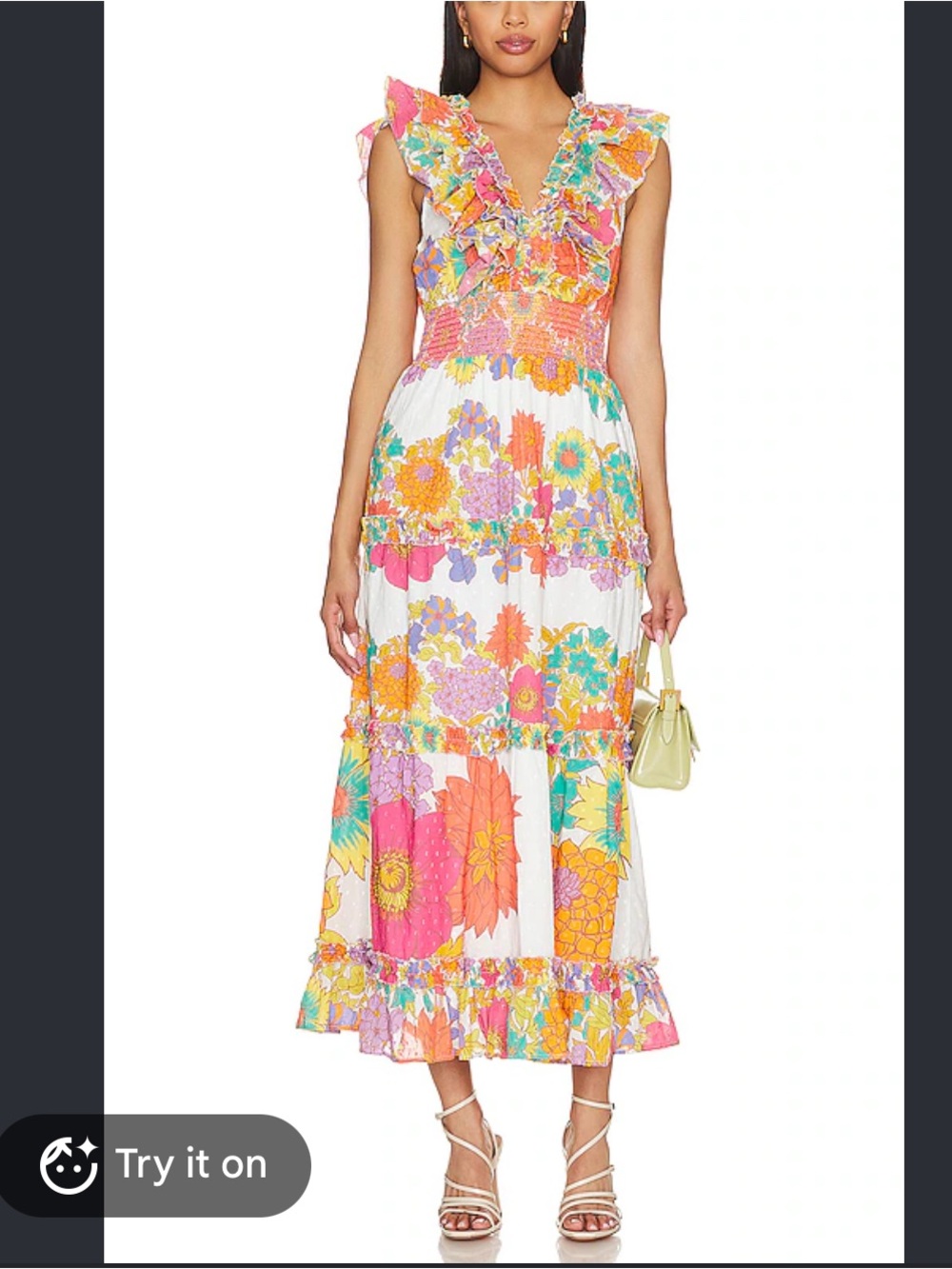 Love The Label Azalea Minnie Print Ruffled V-Neck Dress sz small